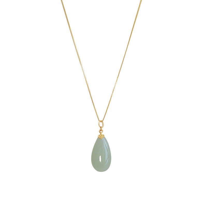 Fashion Water Drop Hetian Jade Necklace Female