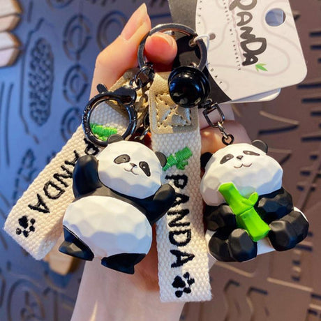 Resin Wood Carving Panda Keychain-1