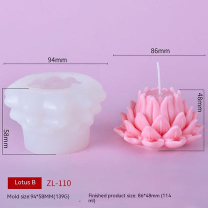 Simulation Lotus Scented Candle Silicone Molds Incense Making Tools-6