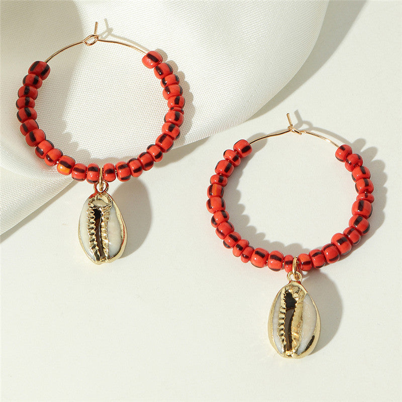 Temperament Color Rice Bead Earrings Popular Geometric Earrings