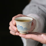 Hand-painted Embossed Faraway Mountain Pattern Tea Cup Set-4