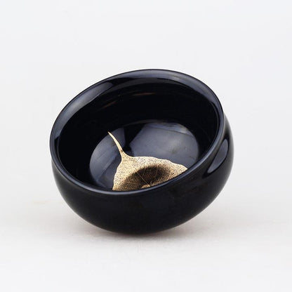 Household Ceramic Leaf Black Tianmu Teacup