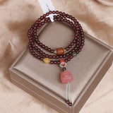 Chinese Natural Three-circle Garnet Bracelet High Sense Ornament-5