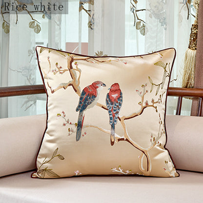 Chinese Throw Pillow Flower And Bird Jacquard Style Chair Cushion Cushion