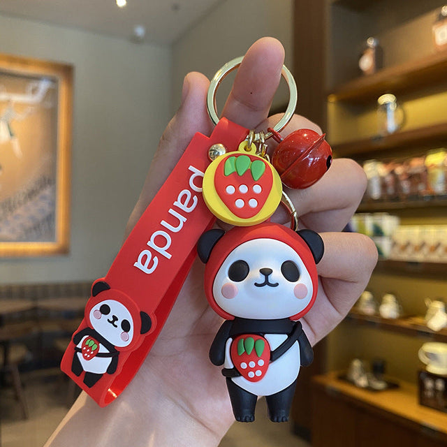 Cute Fruit Panda Keychain Backpack Pendant-1