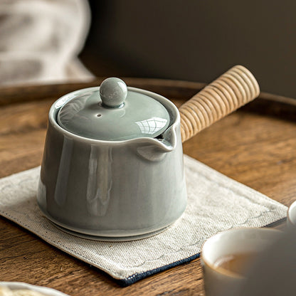 Ceramic Teapot Household Porcelain Minimalist Ice Gray Strainer Teapot