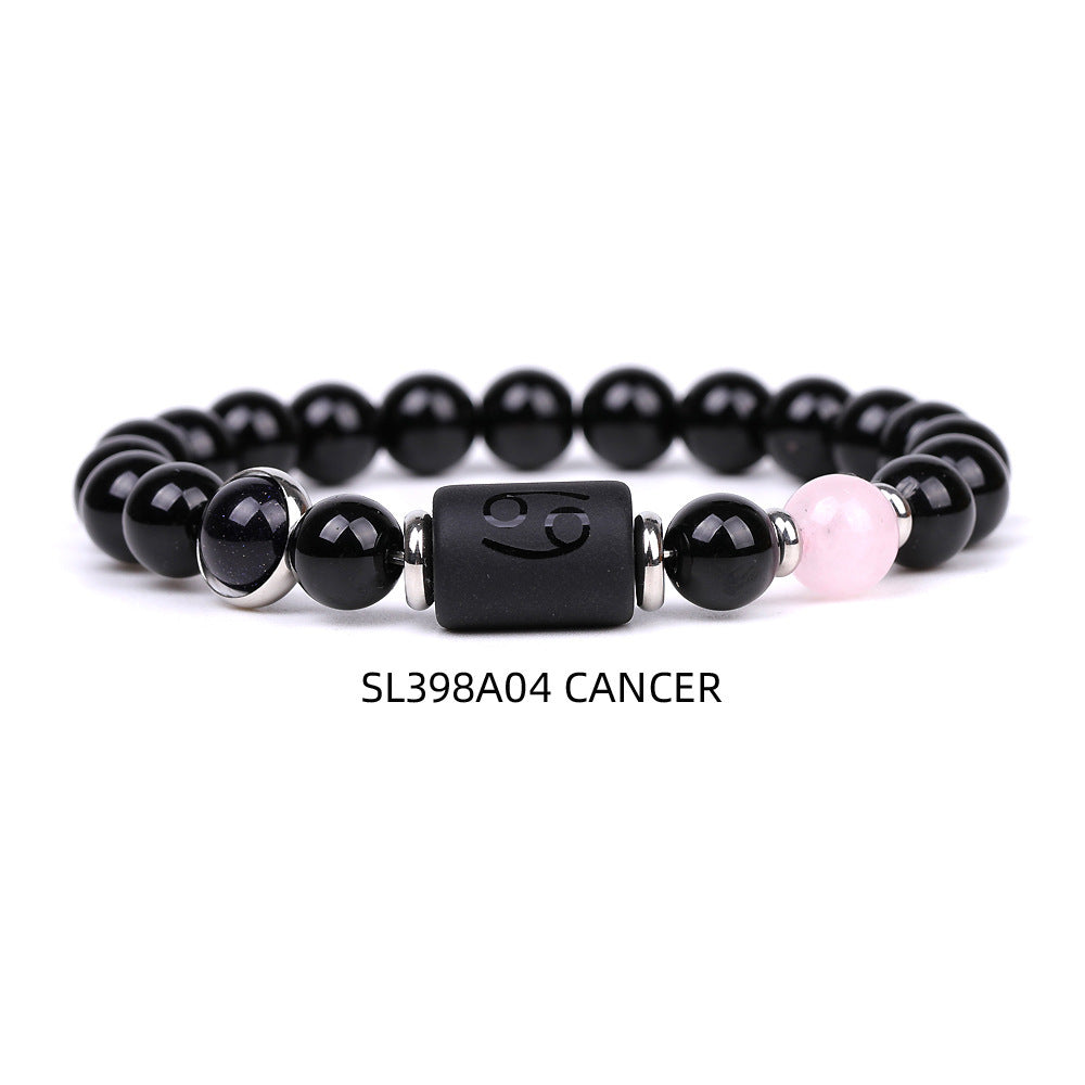 Natural Agate Zodiac Bracelet Unisex Astrology Jewelry-8