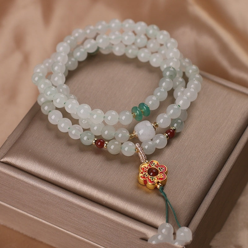 Chinese Style Retro Multi-circle Hetian Jade Beaded Bracelet-1