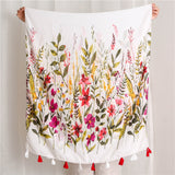 Ethnischer Vintage Blumenwatte und Leinenfransenschalel