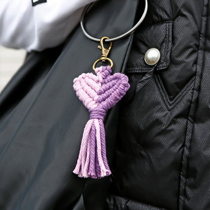 Tassel Peach Heart Hand Woven Pendant Keychain