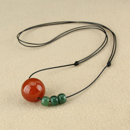 Ethnic Onyx Jade Transfer Bead Short Necklace