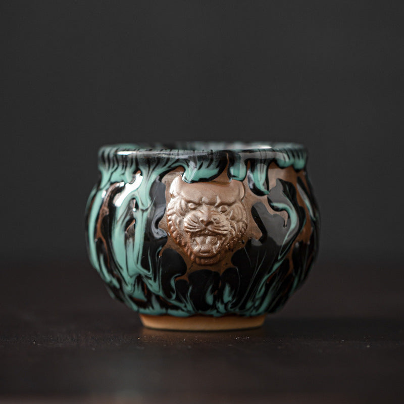 Jianzhan Four God Beasts Qinglong White Tiger Suzaku Xuanwu Tea Cup