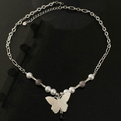 New Chinese Style White Butterfly Pearl Necklace