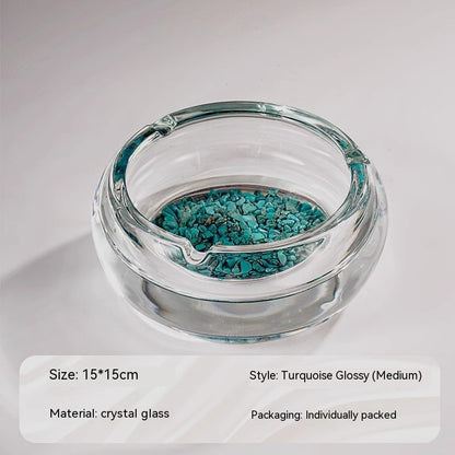 High-grade Turquoise Crystal Glass Ashtray