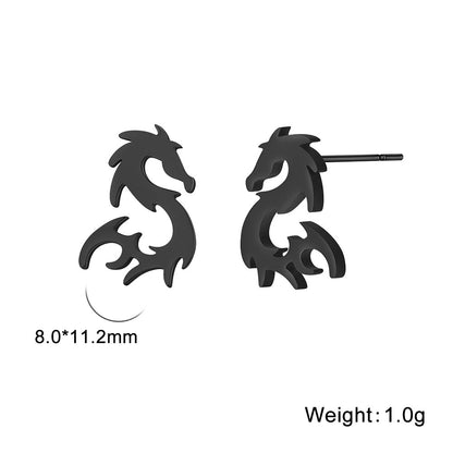 Mini Chinese Dragon Earrings Women's Titanium Steel