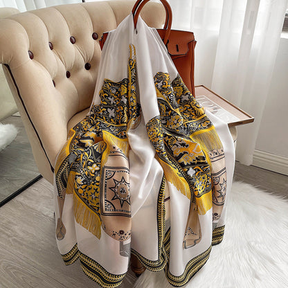 New Emulation Silk Scarf Women's Fashion Printed Long Winter Warm Windproof Scarf Shawl