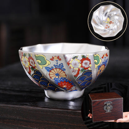 Chinese Enamel Color Silver Plated Tea Cup Ceramic Cup Master Cup Jianzhan Kung Fu Tea Set