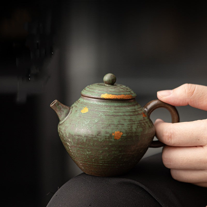 Rough Pottery Ceramic Teapot Old Rock Clay Bronze Glaze Tea Set