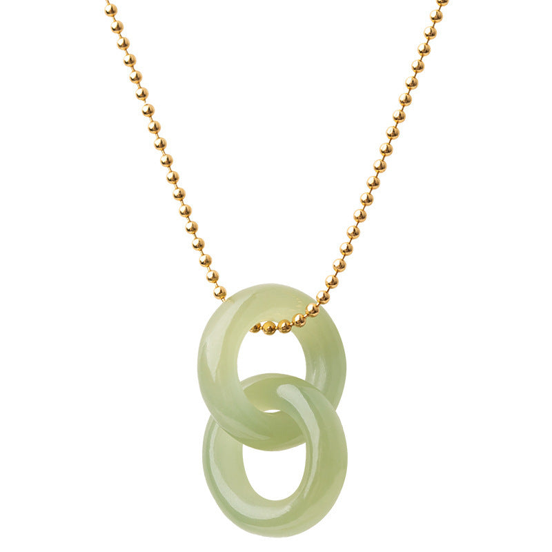 Interlocking Natural Hetian Jade Necklace High-end Niche