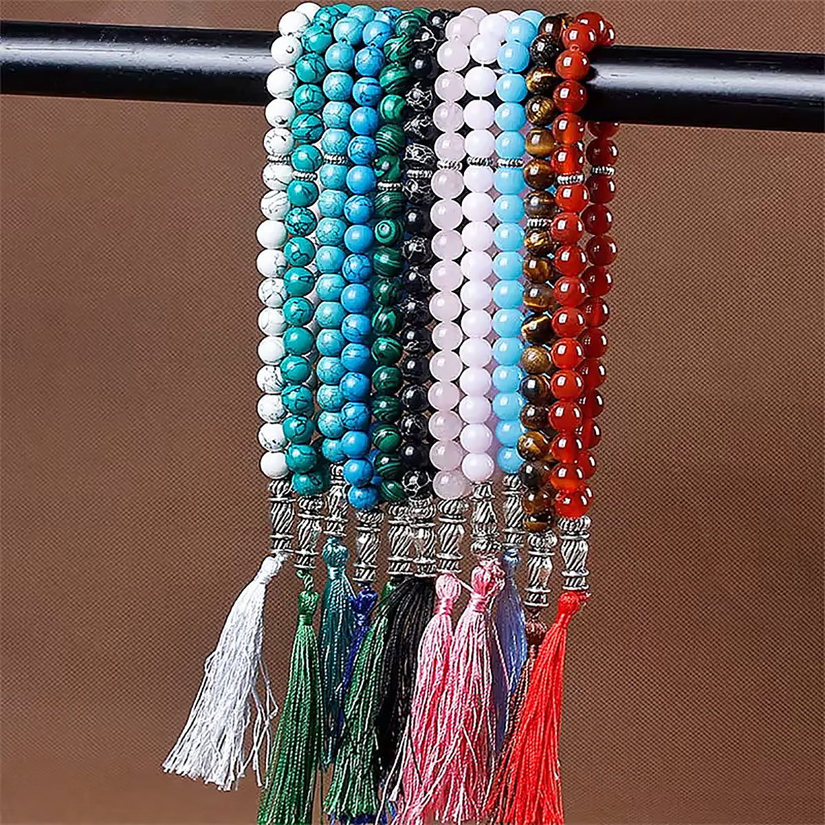 Agate Crystal Jade Beaded Bracelet 10mm Unisex Stretch Design-1