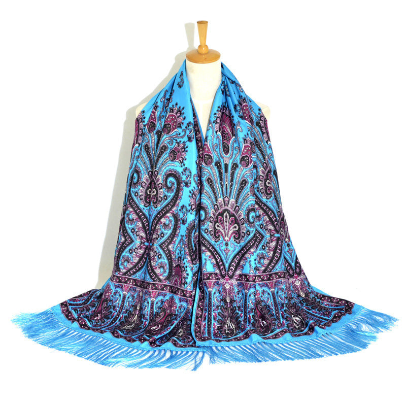 Retro Ethnic Xinjiang Cashew Print Tassel Scarf