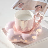 Pearlescent Mug Light Luxury Coffee Cup And Saucer