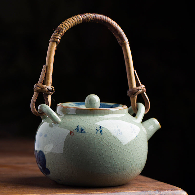 Ceramic Teapot Exquisite Hand-painted Underglaze Lotus Flower Tea Kettle