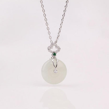 S925 Sterling Silver Necklace New Chinese Style Natural Hetian Jade