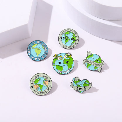 Creative Cartoon Protect The Earth Brooch Gifts for Environmentalists