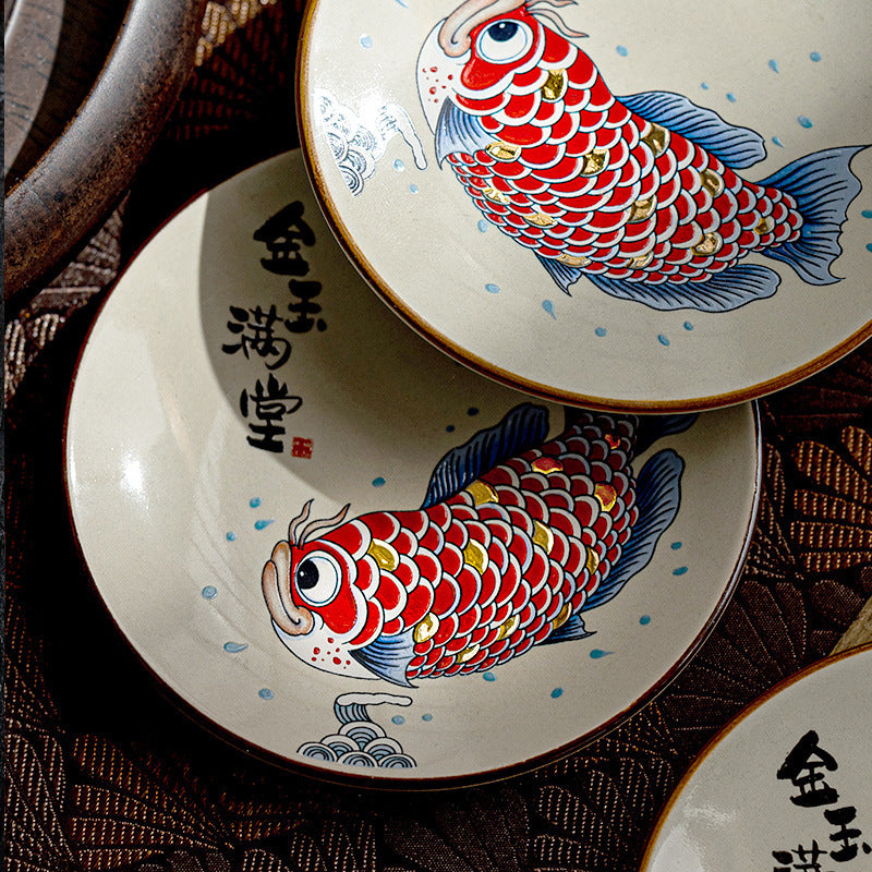 Keramik Untersetzer Haushalt Retro National Style Goldfish Coaster