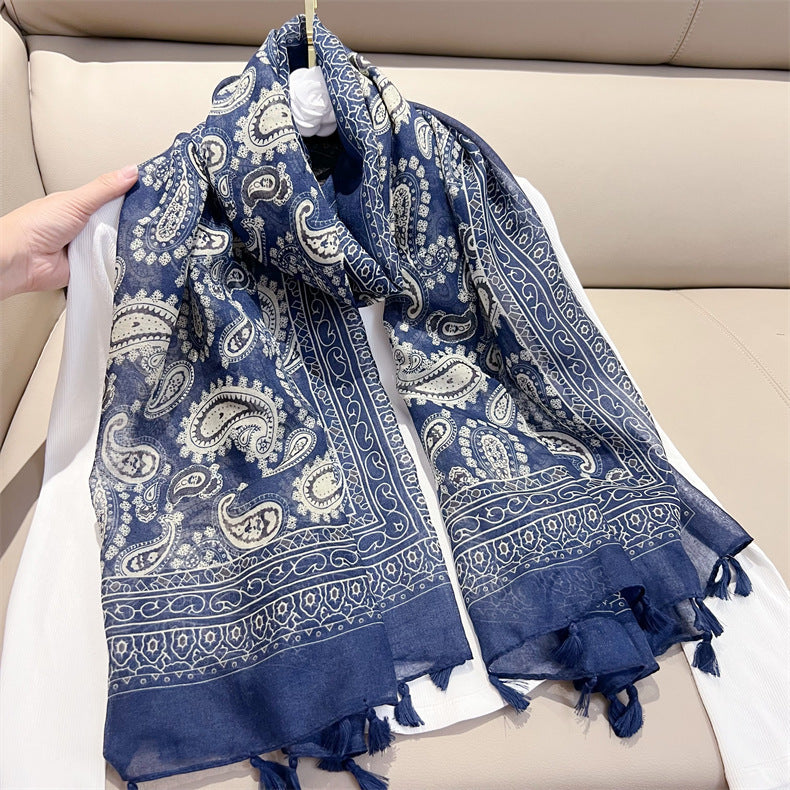 Ethnic Style Paisley Cashew Print Scarf Sunscreen Voile Shawl