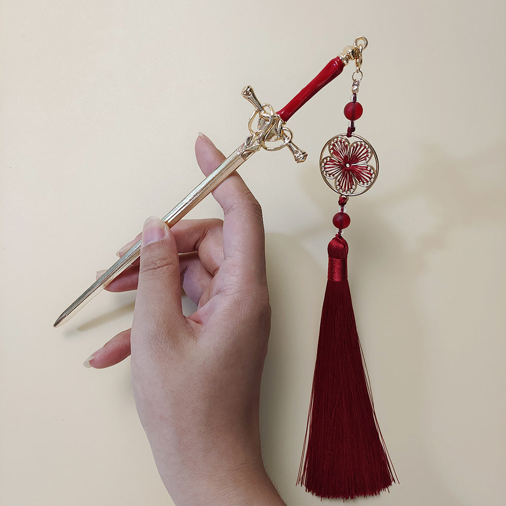 Sword Hairpin Tassel Hairpin Updo Chinese Ancient Style Clothing Accessories Modeling Headdress Hairpin