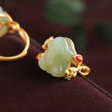 Frosch natürlicher blau und weißer Jade -Frauenring