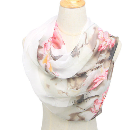 Spring and Summer Sunscreen Bright Color Printed Thin Scarf Shawl-5