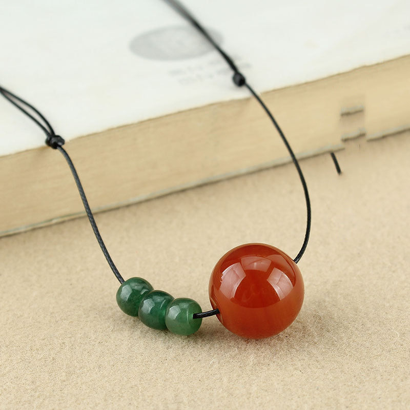 Ethnic Onyx Jade Transfer Bead Short Necklace