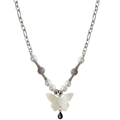 New Chinese Style White Butterfly Pearl Necklace