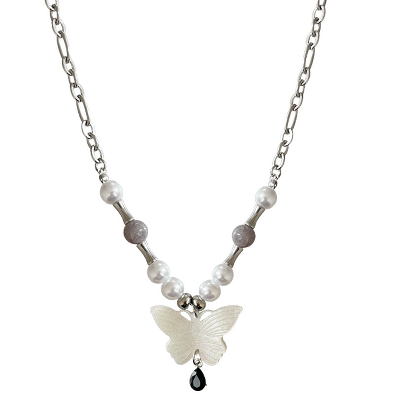 New Chinese Style White Butterfly Pearl Necklace