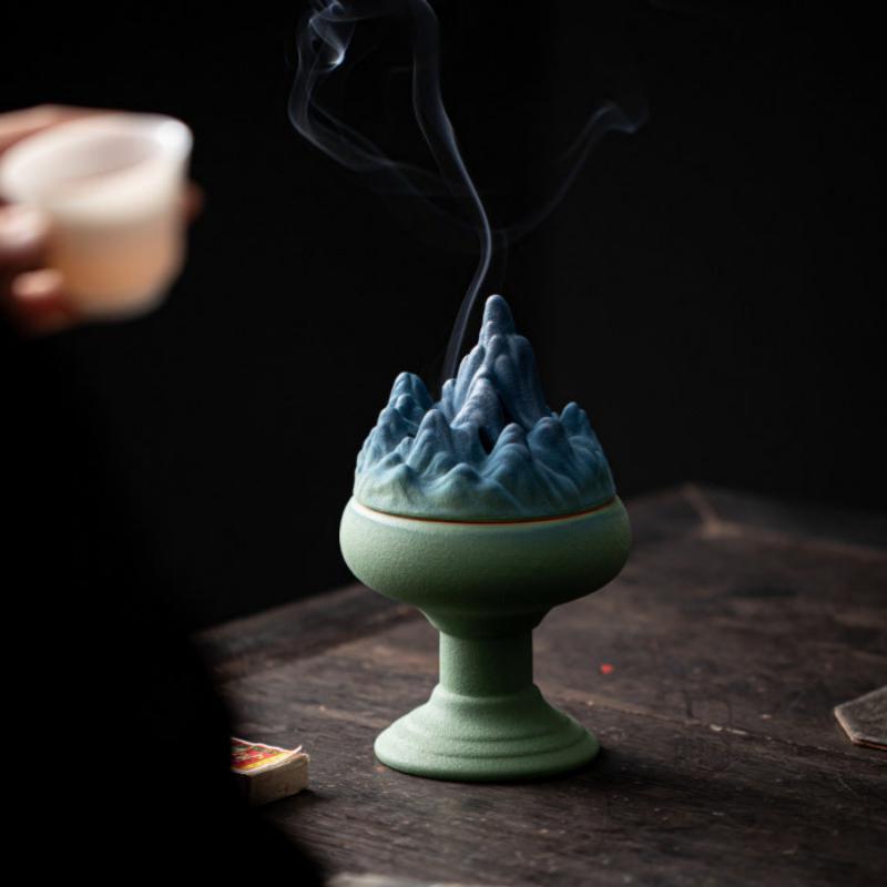 ‘Thousand Li of Rivers and Mountains’ High-legged Ceramic Incense Burner-3