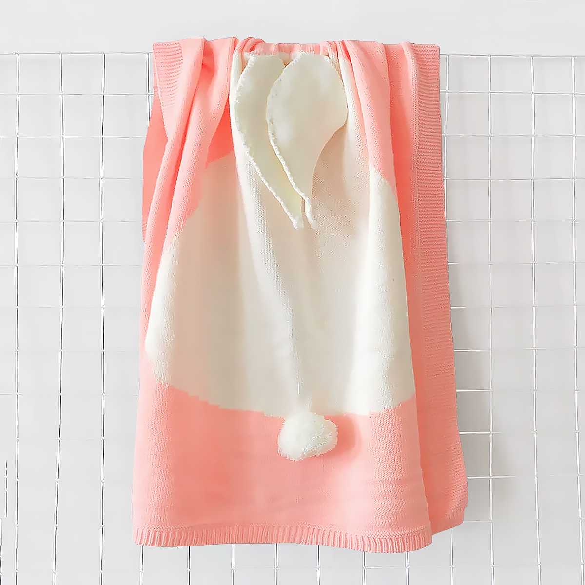 Cute Bunny Ears Knitted Blanket Soft Kids Throw Blanket-8
