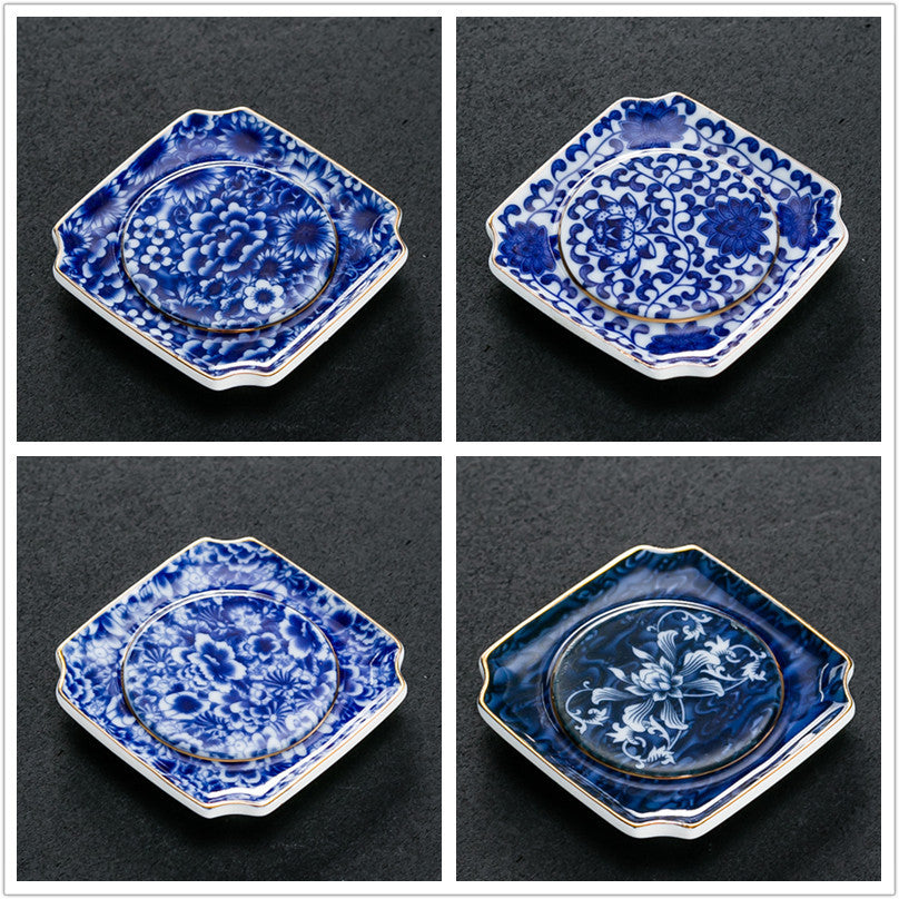 Vintage Chinese Blue and White Porcelain Ceramic Coaster Teacup Set-34