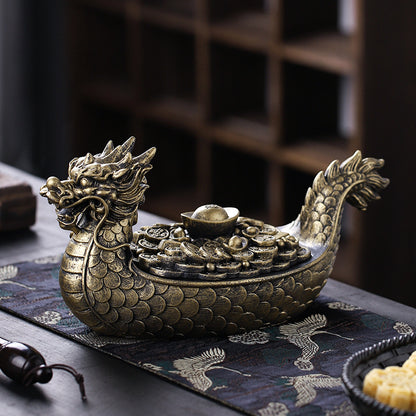 Chinese Creative Dragon Boat Ashtray With Lid Prevent Fly Ash