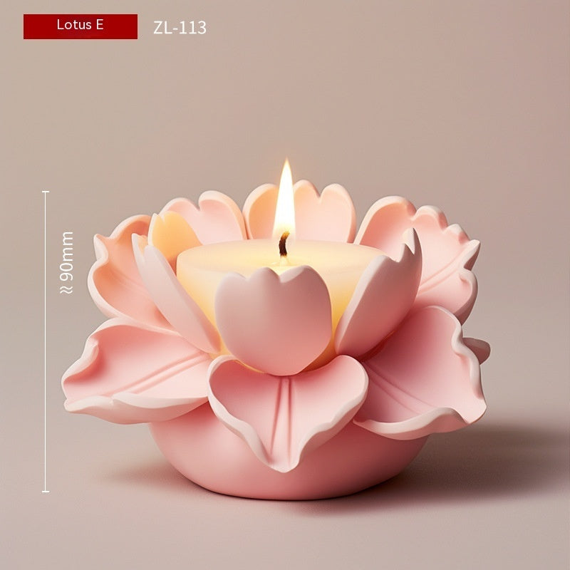 Simulation Lotus Scented Candle Silicone Molds Incense Making Tools-9