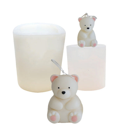 Cute 3D Bear Scented Candle Mold Incense Making Tools-3