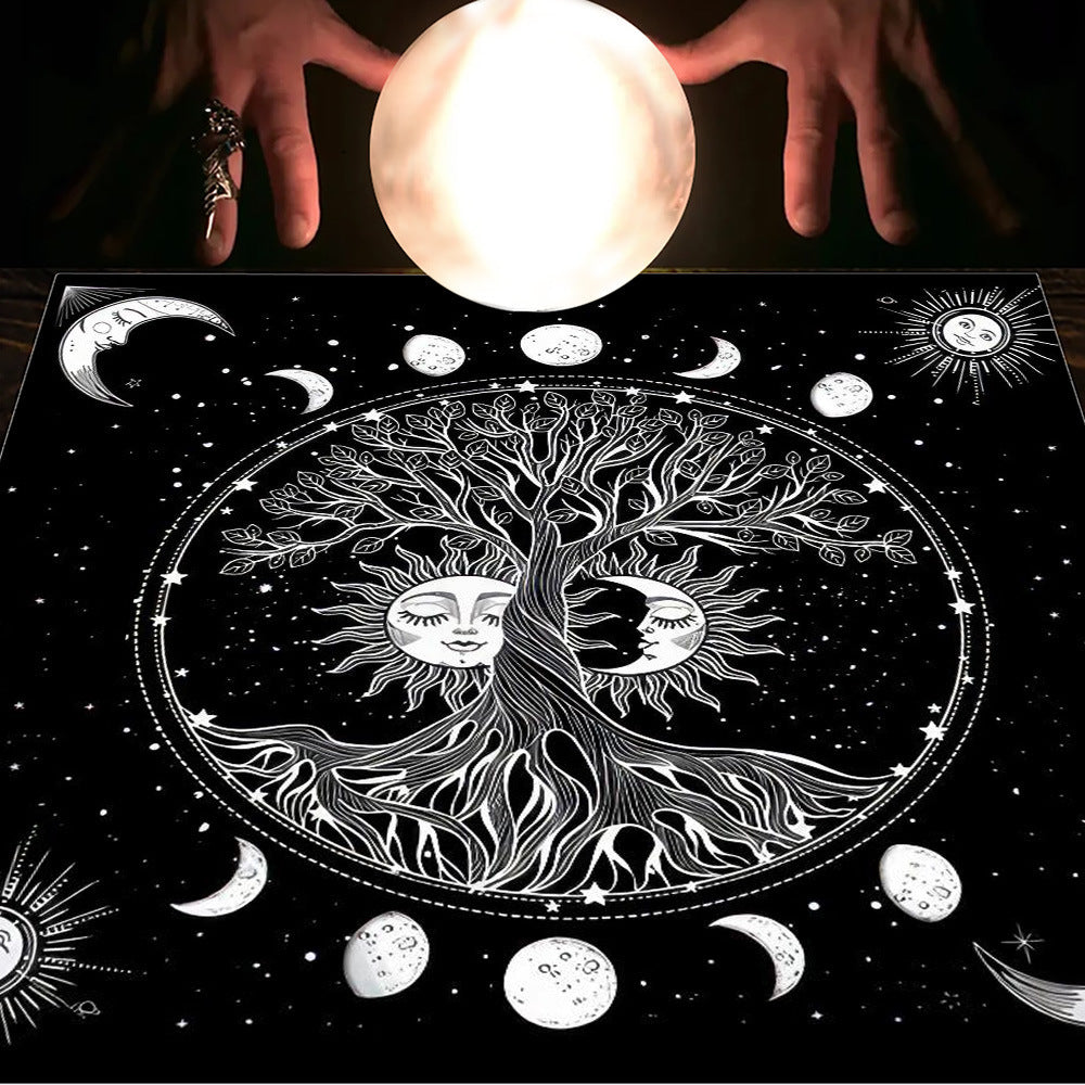 Tarot Table Cloth Moon Sun Lucky Tree Flannel Tablecloth-26
