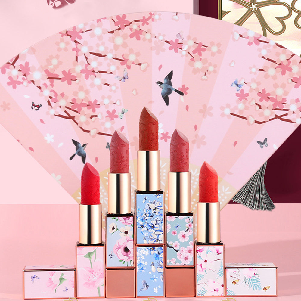 Pink Flower Series Fan-Shaped Lipstick Set Gift Box-3