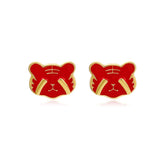 Sweet Temperament Diamond Little Tiger Earrings Chinese Zodiac