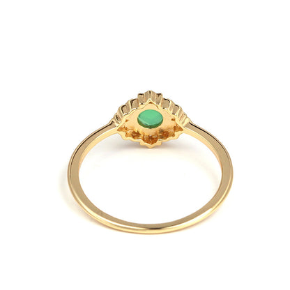 Chinese Neoclassical Green Agate Ring