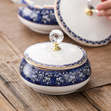 Office Home Living Room Coffee Table Blue And White Porcelain Vintage Ceramic Ashtray With Lid