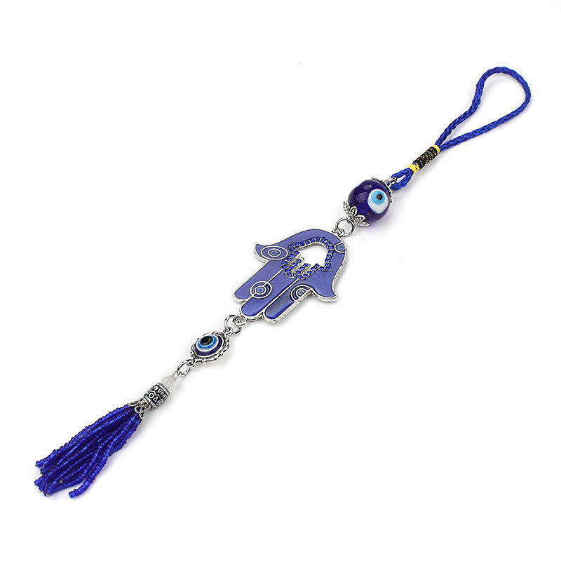 Blauer Quasten -Anhänger Evil Eye Keychain