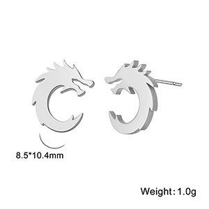 Mini Chinese Dragon Earrings Women's Titanium Steel